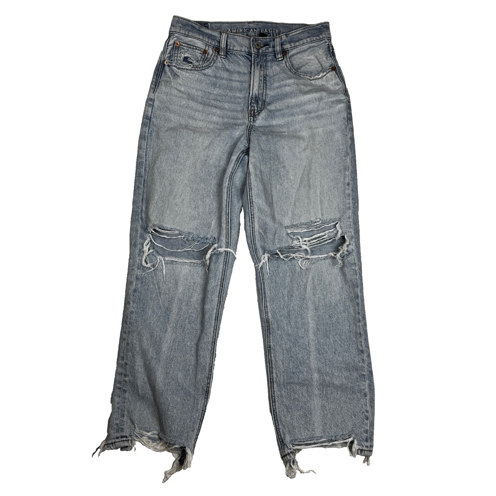 American Eagle Super High-Rise Straight Distressed Womens Jeans 2 X Short
